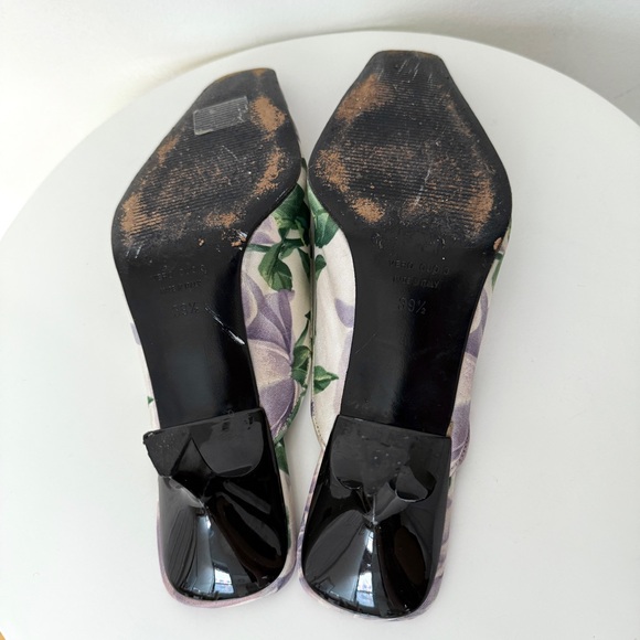 Dolce Gabbana Rose Floral Satin Vintage Kitten Heels Mules Y2k - Picture 7 of 8